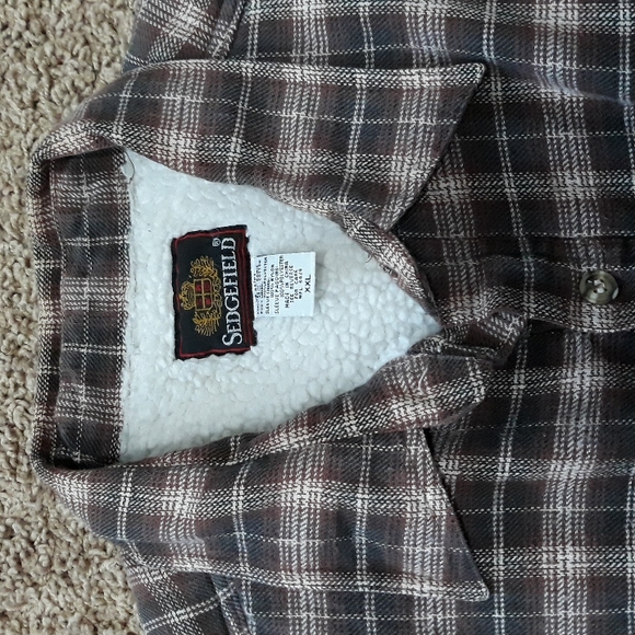 Vintage Sedgefield mens Jacket brown plaid sherpa lined Ramie cotton size XXL - Picture 1 of 13